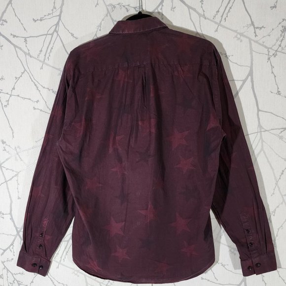 Jared Lang After Hours Burgundy Stars Print Slim Fit Shirt - Picture 3 of 4
